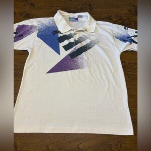 Vintage Slazenger White Polo Shirt with blue and Purple Accents